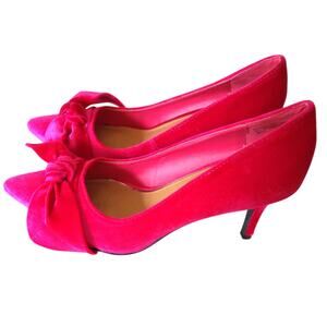 BAMBOO Fuchsia Pointed Toe Bow Heels